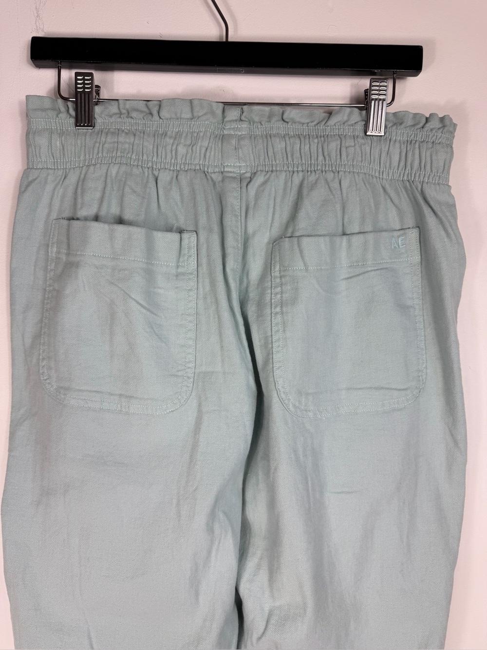 NWOT American Eagle Linen Blend Wide Leg Pants Sage Green Elastic Waist Size S - Picture 10 of 16